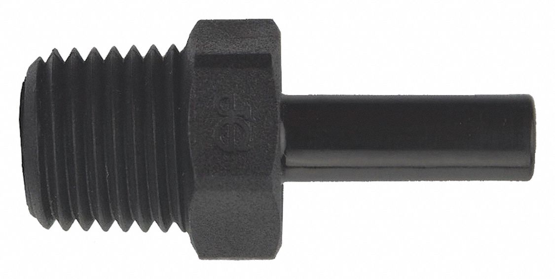 Push-Fit Adapter Fitting: Straight, 3/8 in OD 3/8 in Pipe Size, Tube Stem x FNPT, 10 PK