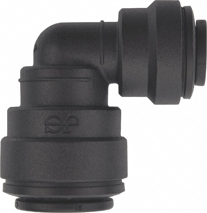 Push-Fit Elbow Fitting: Elbow, 3/8 in OD 1/4 in OD Size, Polypropylene, 10 PK
