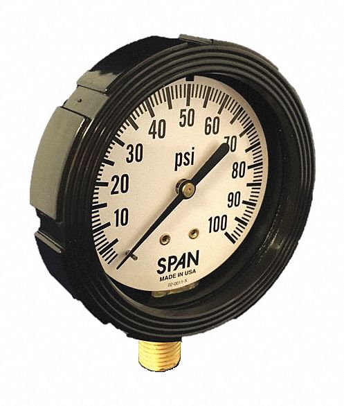 SPAN Pressure Gauge, 0 to 600 psi Range 