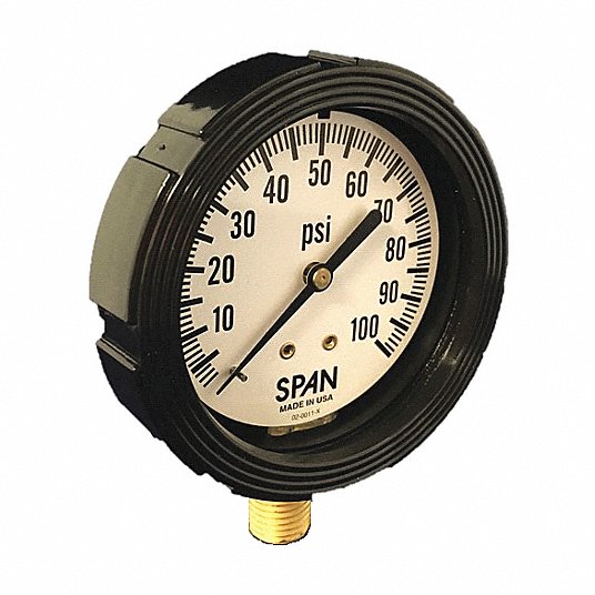 Span Eisenmann LFS-312-30 4" 0-30psi Bottom Mount 1/4"npt Pressure Gauge 