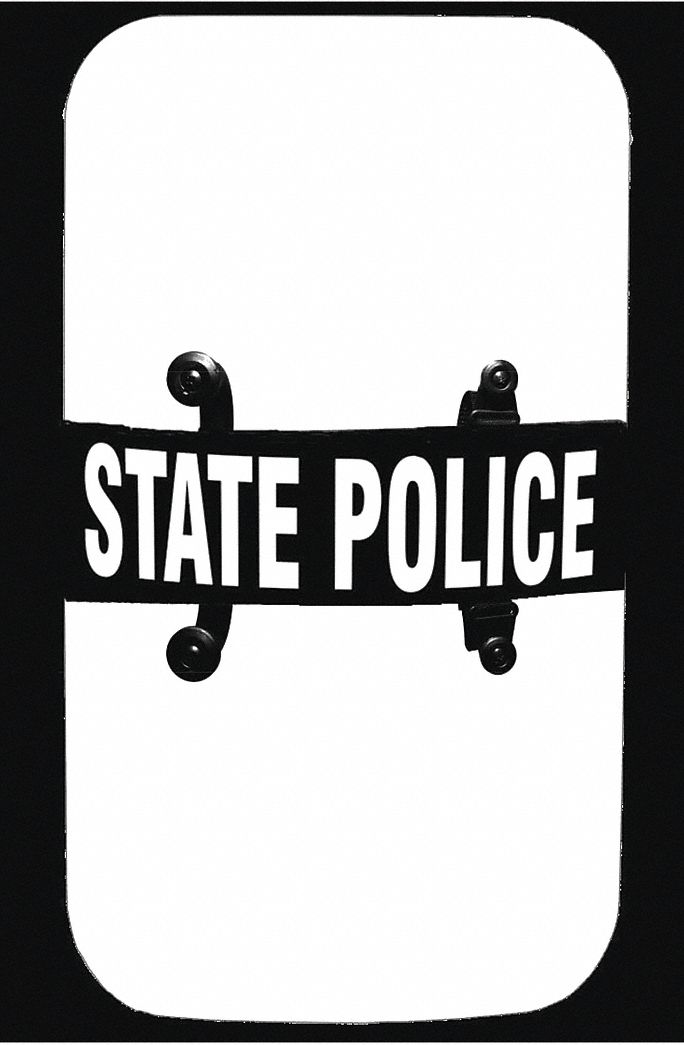 Riot Shield: Riot, 36 in Ht, 20 in Wd, 6 lb Wt, Black (Handle/Strap)/Clear (Shield)