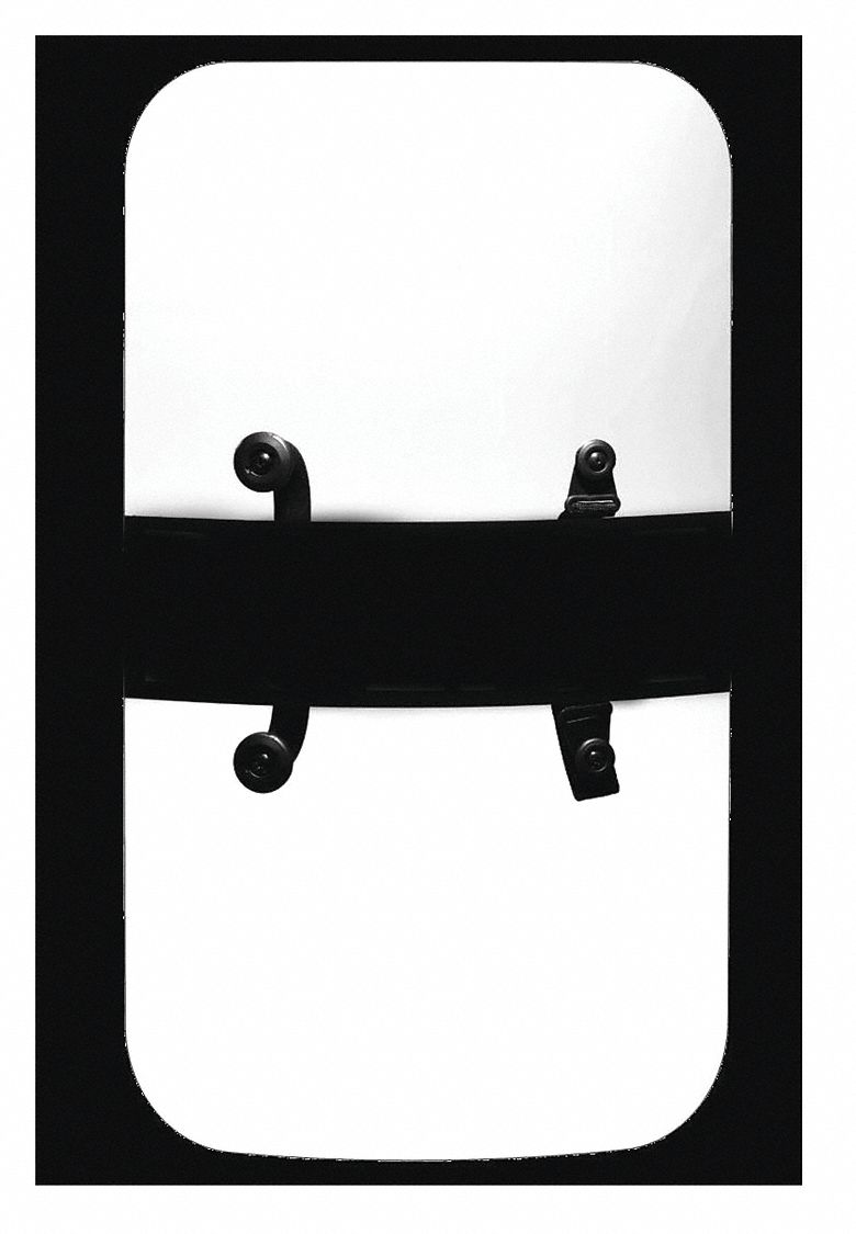 Riot Shield: Riot, 48 in Ht, 24 in Wd, 8.5 lb Wt, Black (Handle/Strap)/Clear (Shield)