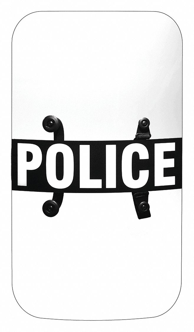 Riot Shield: Riot, 48 in Ht, 24 in Wd, 8.5 lb Wt, Black (Handle/Strap)/Clear (Shield)