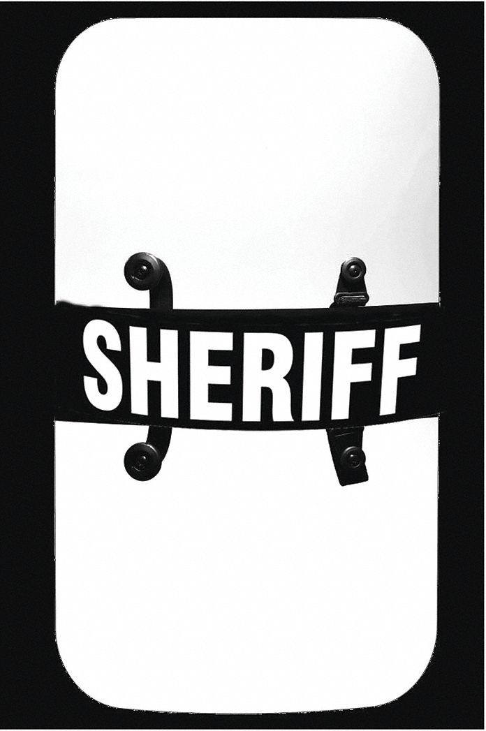 Riot Shield: Riot, 48 in Ht, 24 in Wd, 8.5 lb Wt, Black (Handle/Strap)/Clear (Shield)