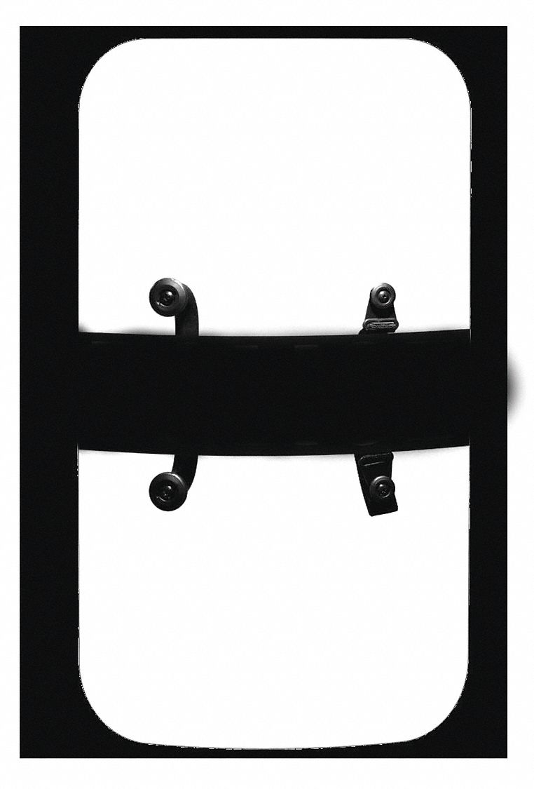 Riot Shield: Riot, 48 in Ht, 24 in Wd, 14 lb Wt, Black (Handle/Strap)/Clear (Shield)