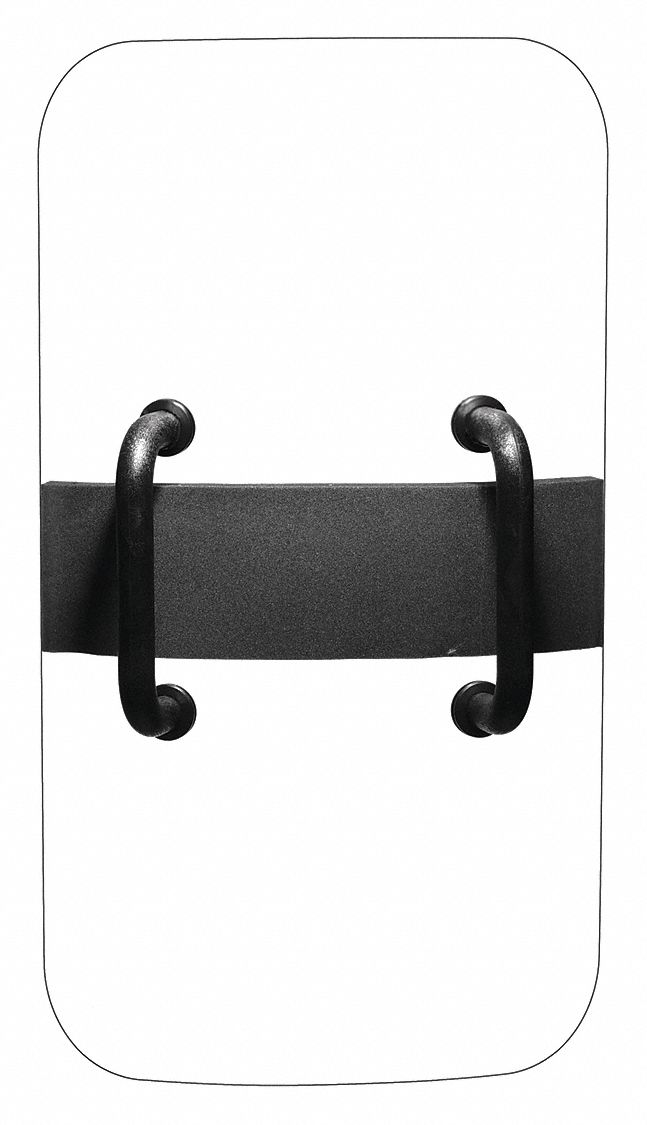 Riot Shield: Riot, 36 in Ht, 20 in Wd, 10 lb Wt, Black (Handle)/Clear (Shield)