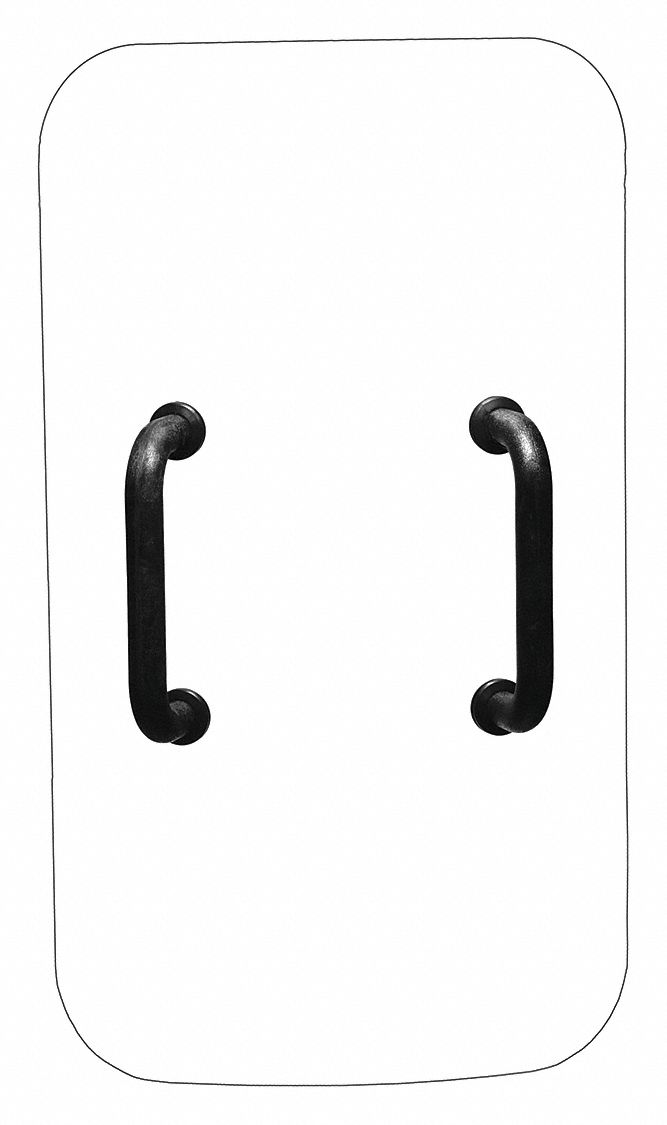 Riot Shield: Riot, 36 in Ht, 20 in Wd, 6 lb Wt, Black (Handle)/Clear (Shield), 36 in x 20 in