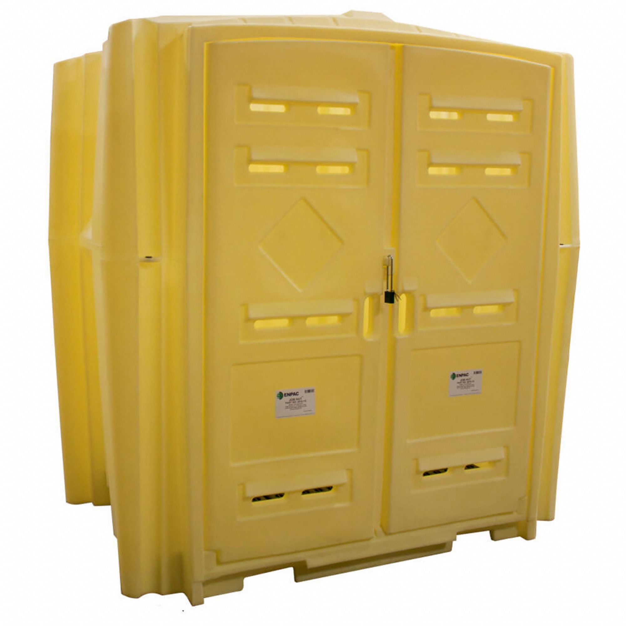 COVERED DRUM SPILL CONTAINMENT HUT, FOR 8 DRUMS, 72 GAL CAPACITY, 8,000 LB LOAD CAPACITY