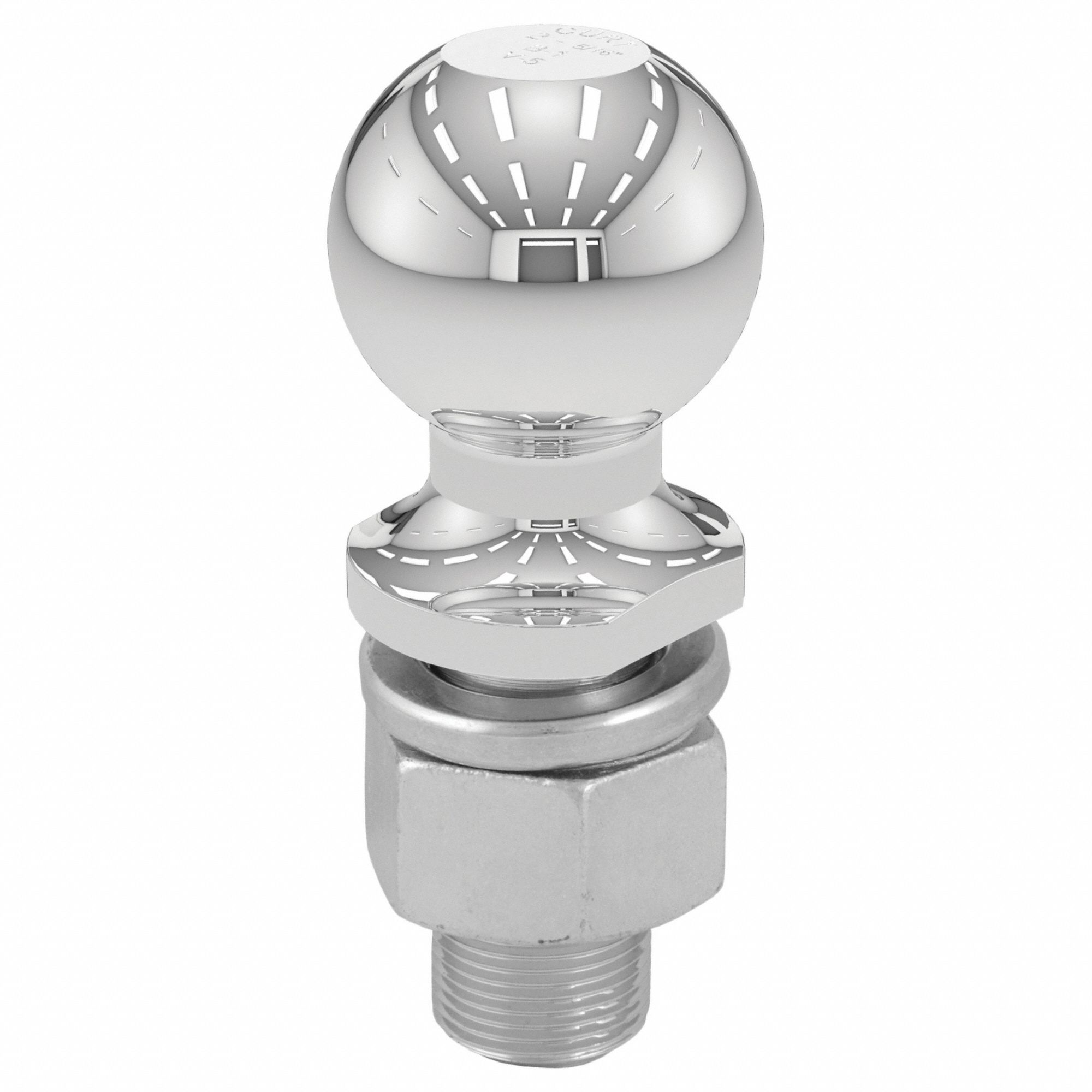 Trailer Ball: V, 15, 000 lb Gross Vehicle Wt Capacity, 2 5/16 in Ball Dia, Steel, Chrome