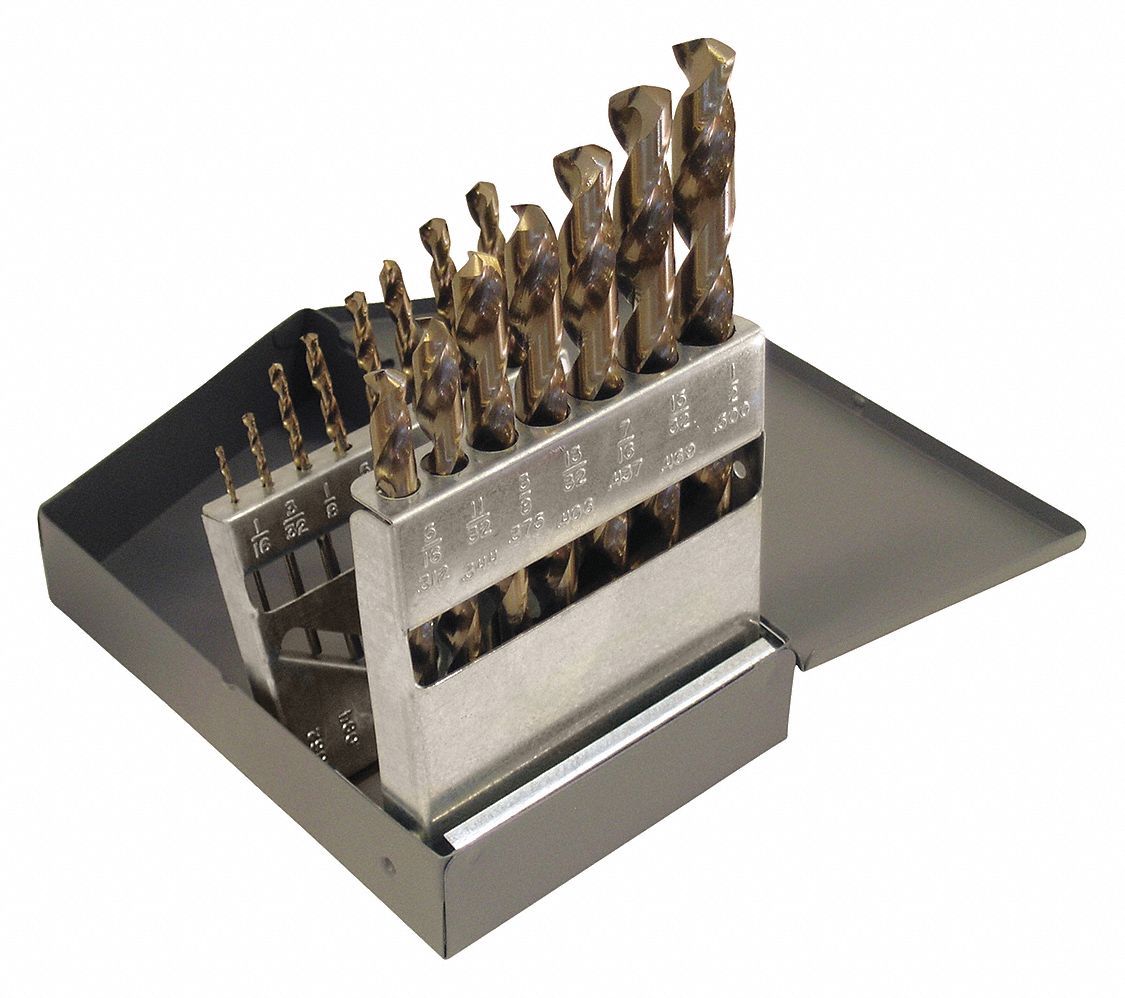 WESTWARD Jobber Drill Bit Set, Number of Drill Bits 15, Drill Bit Point