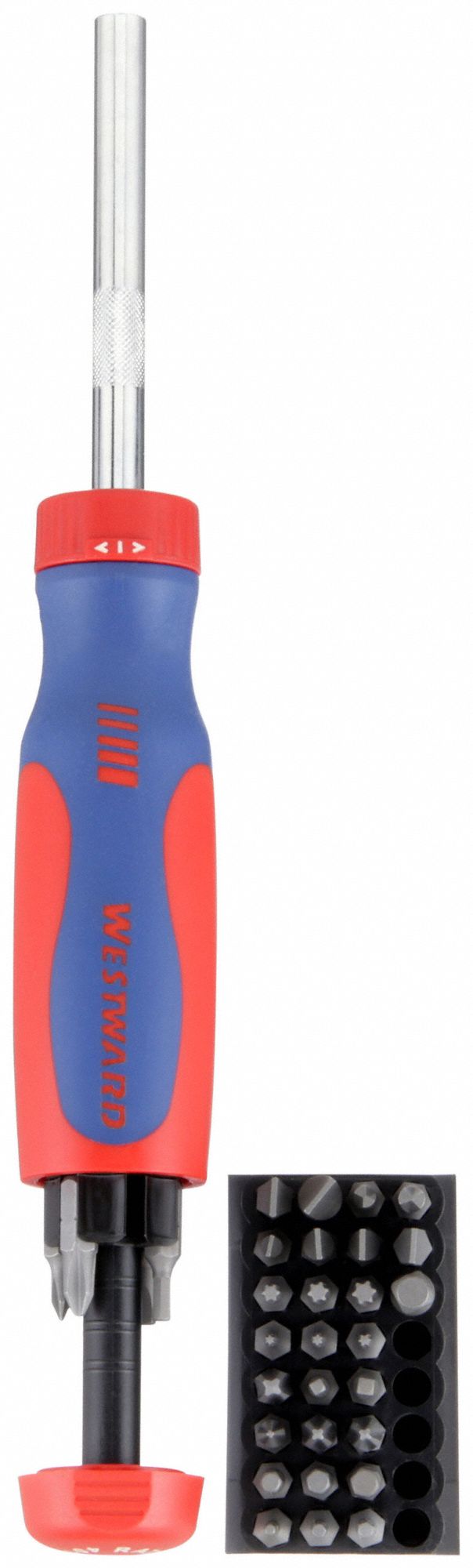 WESTWARD MultiBit Screwdriver, Clutch, Hex, Phillips, Slotted, Square