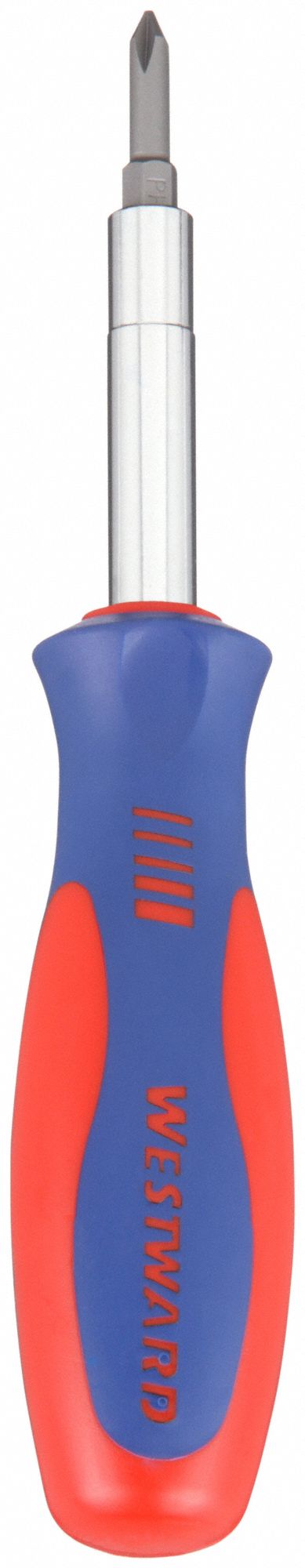 MULTI-BIT SCREWDRIVER, HEX/PHILLIPS/SLOTTED TIP, 6 TIPS, 7½ IN OVERALL L, BALL BEARING