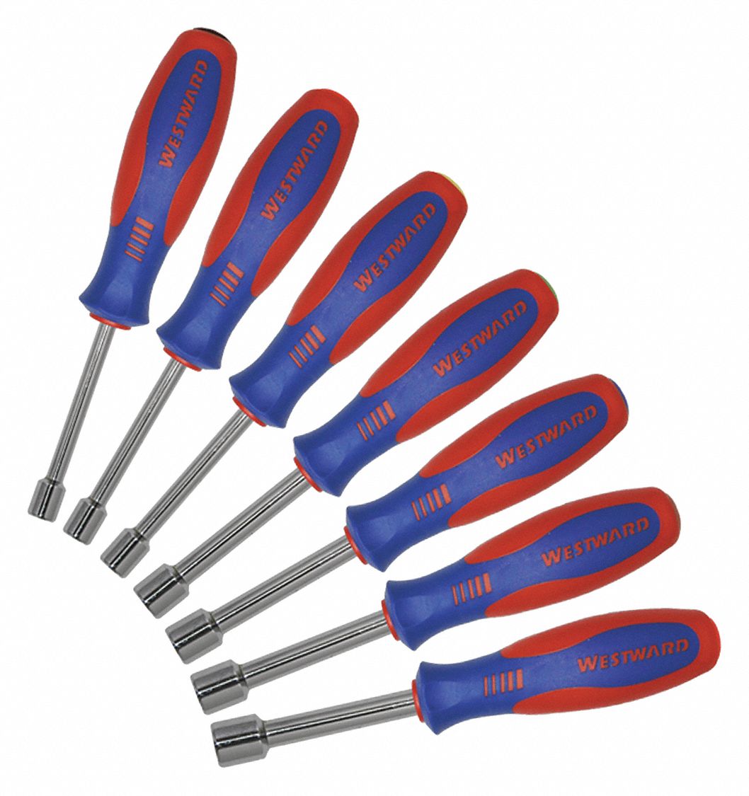 NUT DRIVER SET,7 PCS,HOLLOW ROUND,SAE