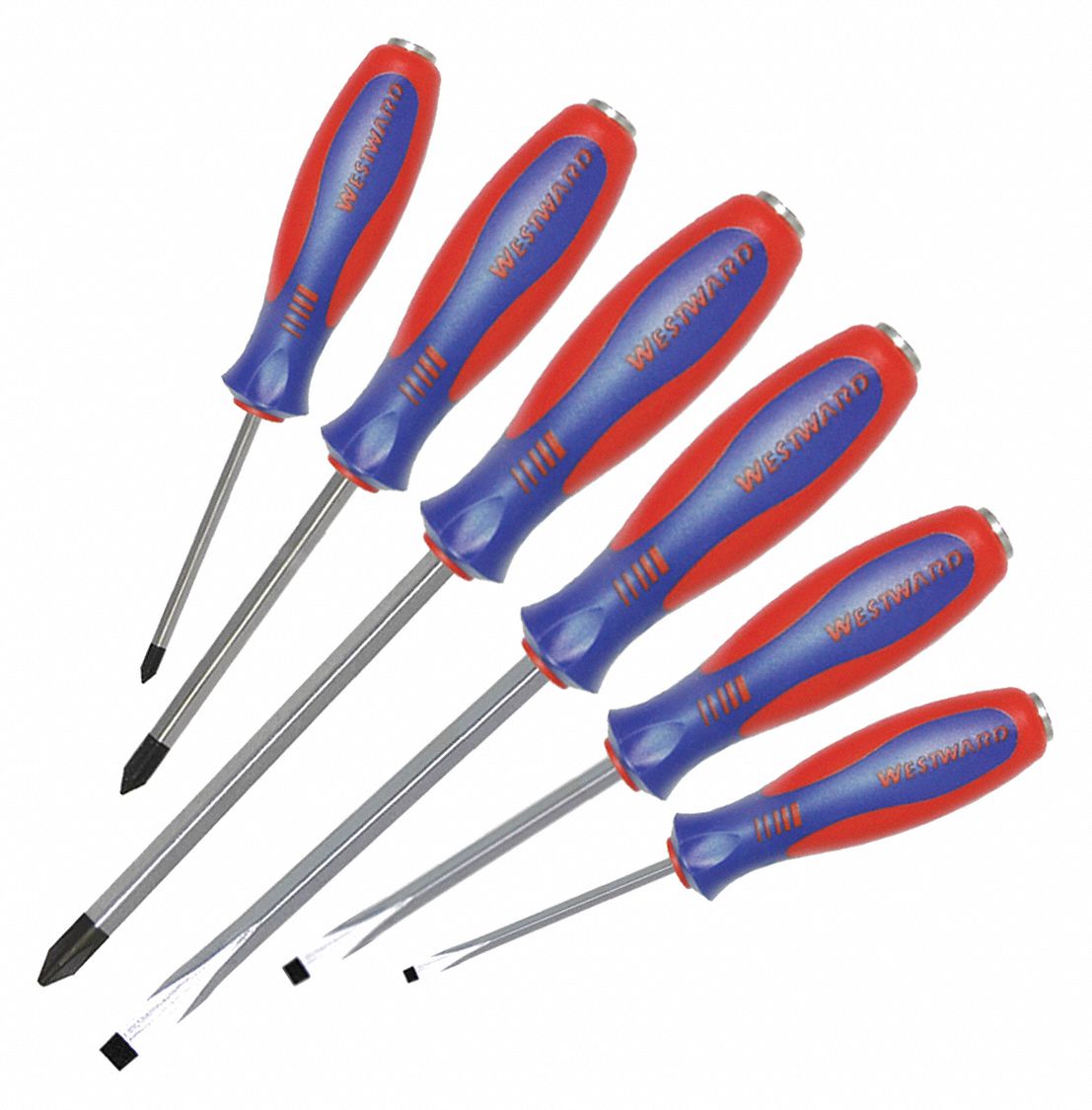 DEMOLITION MAGNETIZED TIP SCREWDRIVER SET, 6 PIECES, PHILLIPS/SLOTTED TIP, ERGONOMIC GRIP
