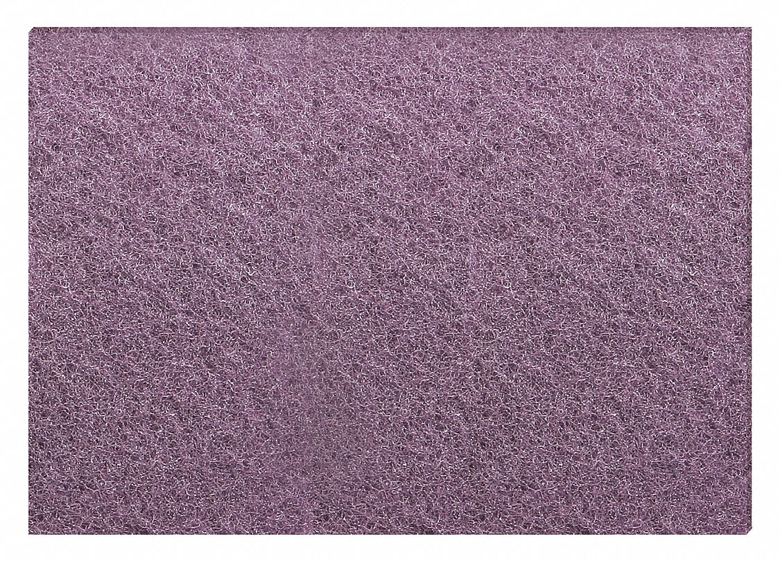 Diamond Floor Pad Plus: Rectangular, 20 in Overall Lg, 14 in Overall Wd, Purple, 5 PK