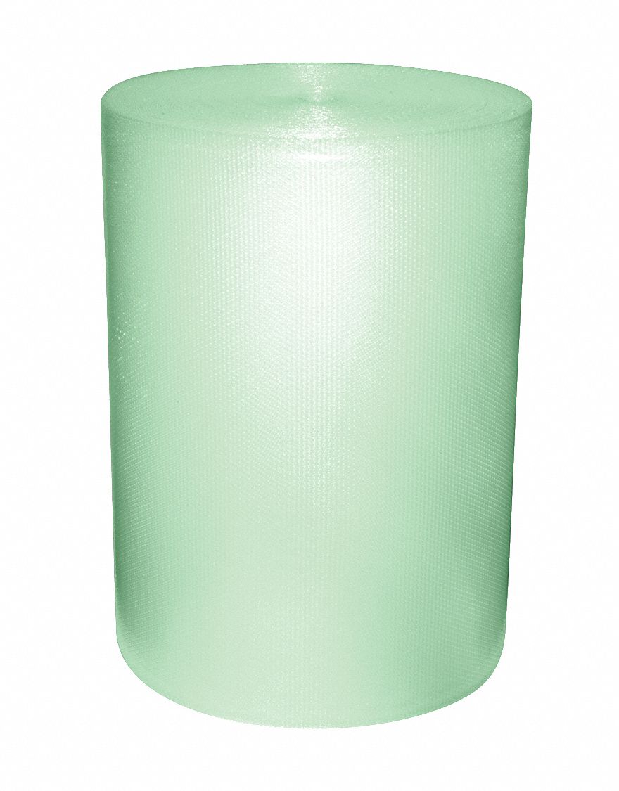 Bubble Rolls: 3/16 in Bubble Size, 24 in Roll Wd, 750 ft Roll Lg, Green, UPSable, 2 PK