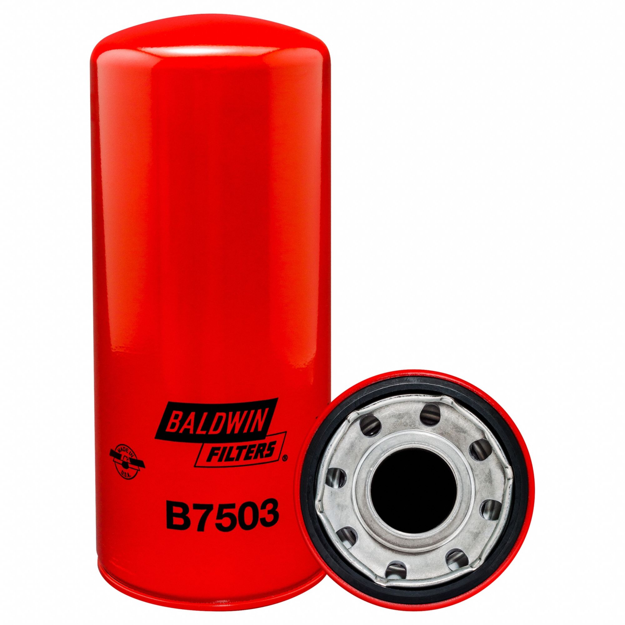 Oil Filter: B7503, 1 3/4"-12 Thread Size, 11 5/16 in Overall Ht, Oil, Cellulose