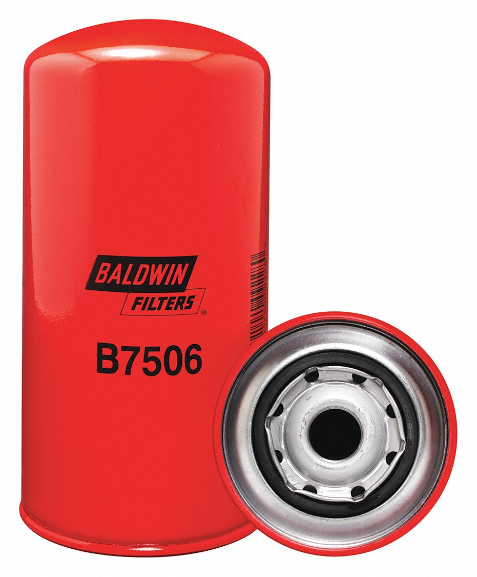 Oil Filter: B7506, 1"-16 Thread Size, 8 3/4 in Overall Ht, 4 5/16 in Outside Dia