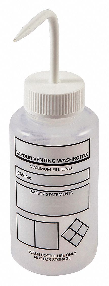 Wash Bottle: 16.9 fl oz Capacity - oz, 500 mL Capacity - mL, No Imprinting or Write On, Write-On