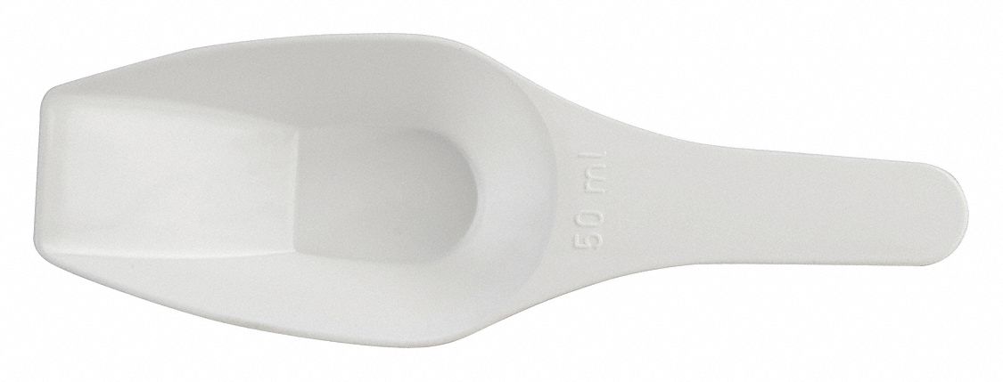 Scoop: Non-Sterile, Polypropylene, 50 mL Capacity - mL, 1 3/4 fl oz Capacity - oz, White