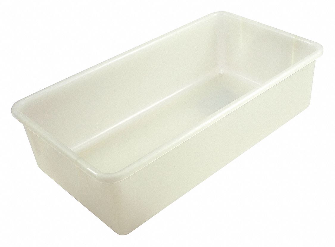 Tote Box: Polypropylene, 5 1/8 in Overall Ht, Rectangular, 10 1/4 in Overall Wd, 19 in Overall Lg