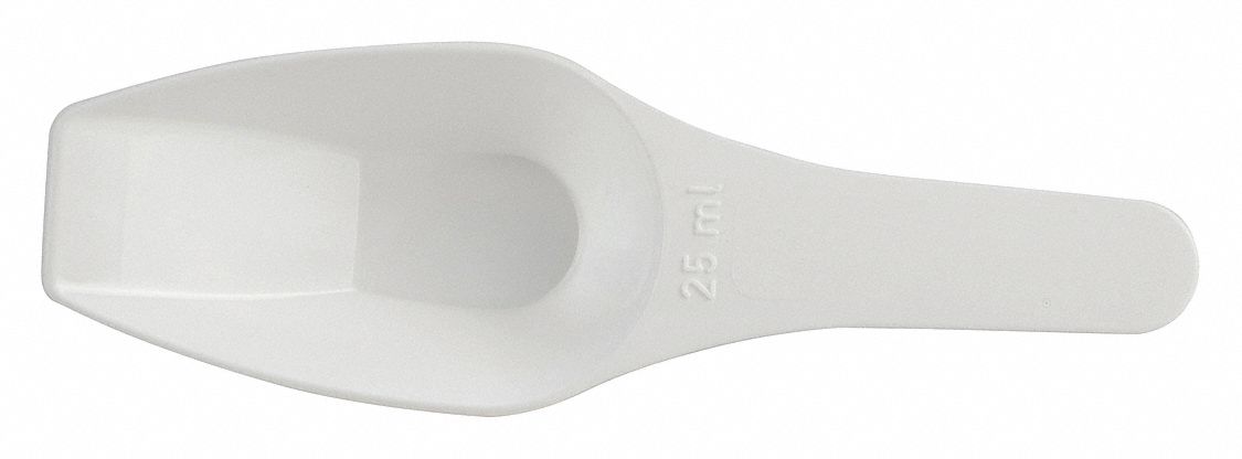 Scoop: Non-Sterile, Polypropylene, 25 mL Capacity - mL, 7/8 fl oz Capacity - oz, 43.8 mm Overall Lg