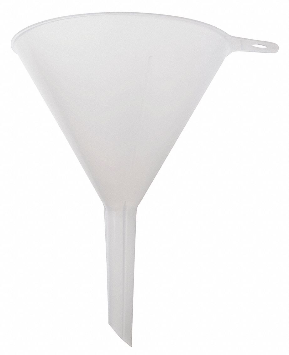 FUNNEL, PLASTIC, 22 FL OZ CAPACITY, 8 L CAPACITY, POLYPROPYLENE, WHITE, 4 PK