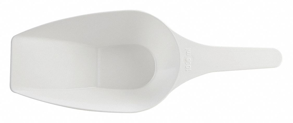 Scoop: Non-Sterile, Polypropylene, 1 L Capacity - mL, 33 3/4 fl oz Capacity - oz, 141 mm Overall Lg