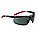 SAFETY GLASSES, WRAP-AROUND, ADJUSTABLE, UV-PROTECT, SCRATCH-RESIST, ANTI-FOG, CSA/ANSI, RED/GRY, PC