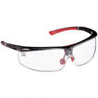 SAFETY GLASSES, WRAP-AROUND, WIDE, UV-PROTECT, SCRATCH-RESIST, ANTI-FOG, CSA/ANSI, RED/CLEAR, PC