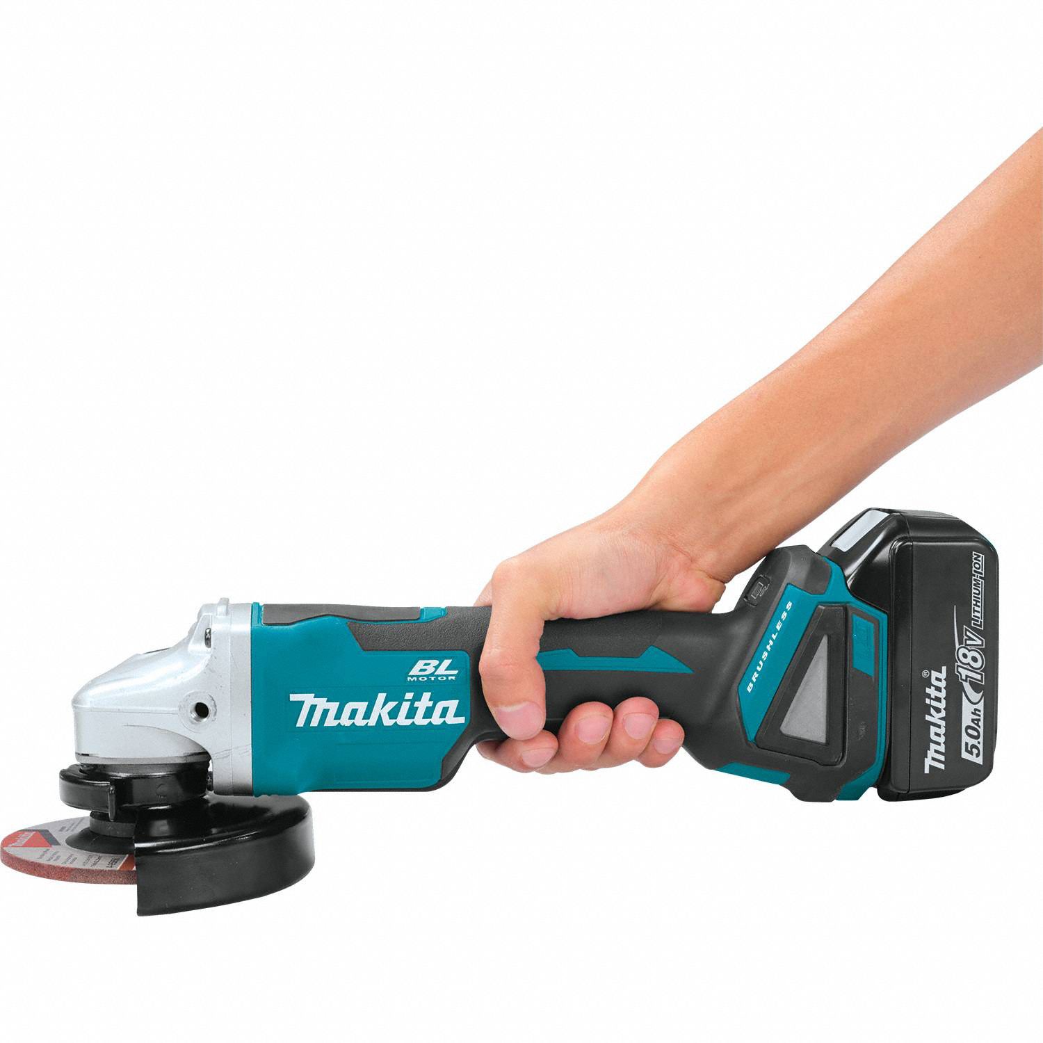 MAKITA Angle Grinder 5 in Wheel Dia, Paddle, without LockOn, Adj