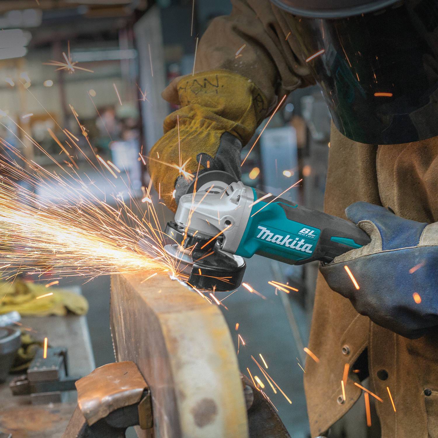 MAKITA Angle Grinder 5 in Wheel Dia, Paddle, without LockOn, Adj Guard/AntiRestart/Brake/Lock