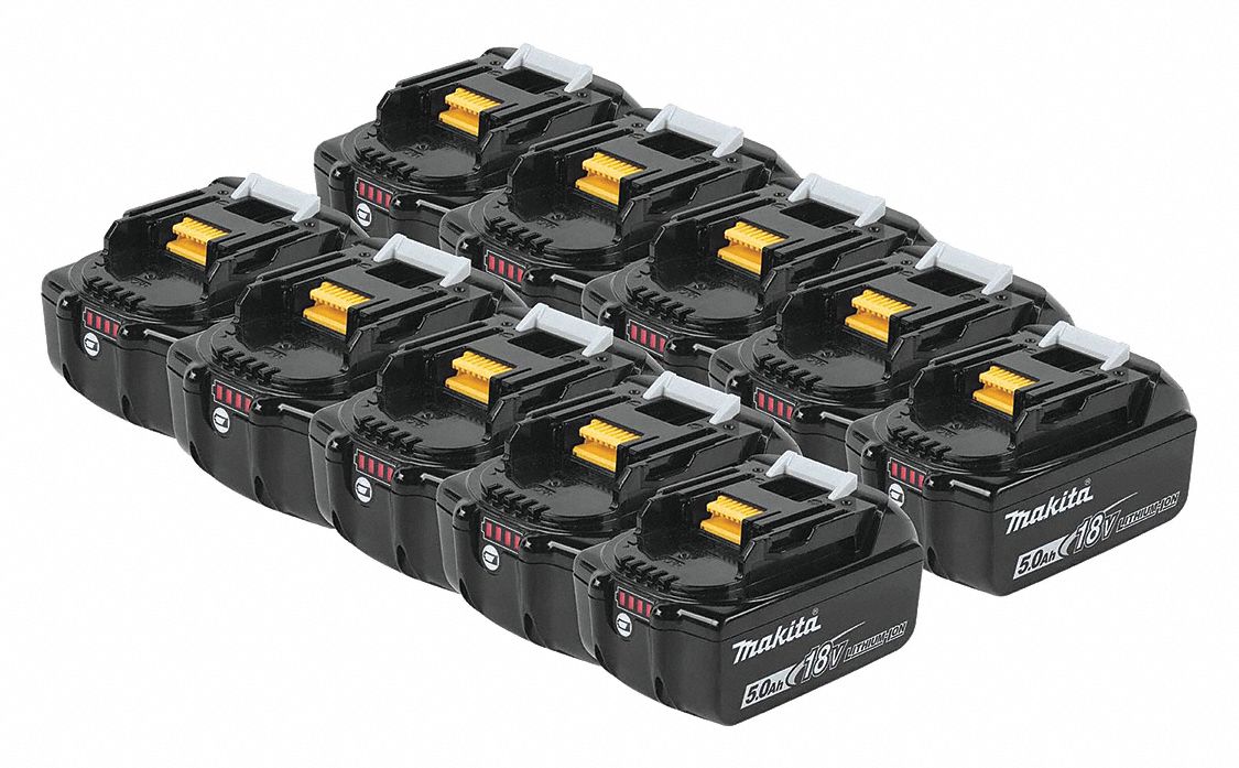 Battery: LXT®, 5 Ah, 10 Batteries Included, Tabbed, 18V DC, 10 PK