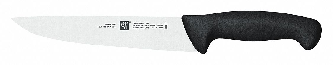 Knife: Straight, 13 1/4 in Overall Lg, Stainless Steel Blade, Black Handle