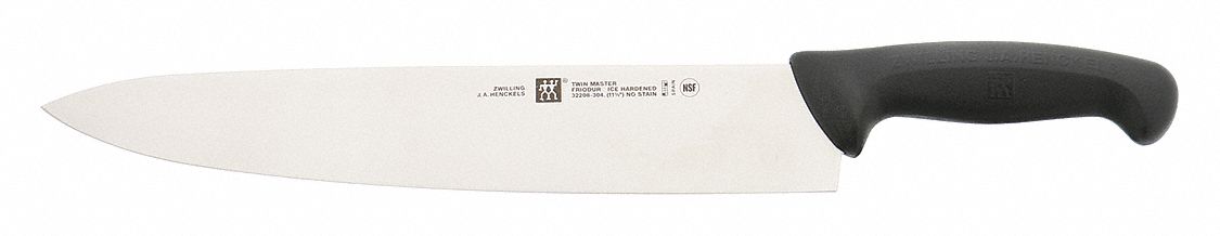 Knife: Straight, 11 1/2 in Overall Lg, Stainless Steel Blade, Black Handle