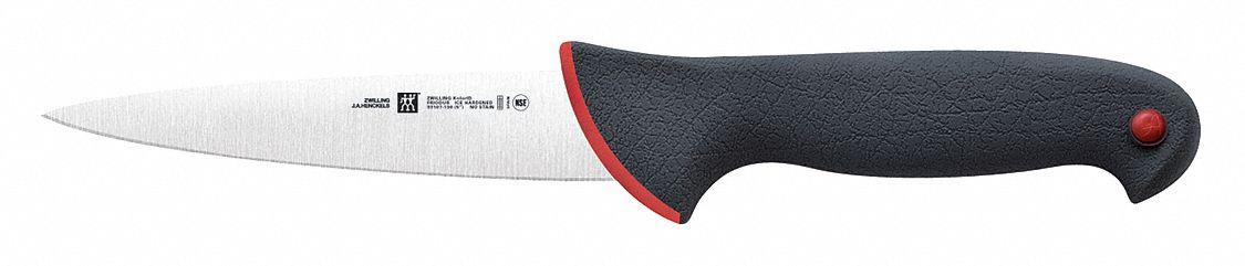 Knife: 5 in Lg, Straight Blade, High Carbon Stainless Steel, Black