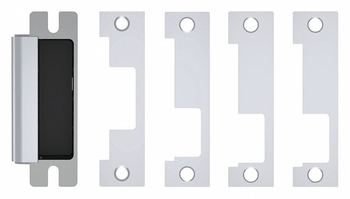 Electric Door Strike: 1 1/4 in Wd, 4 7/8 in Ht, Cylindrical/Mortise, Stainless Steel