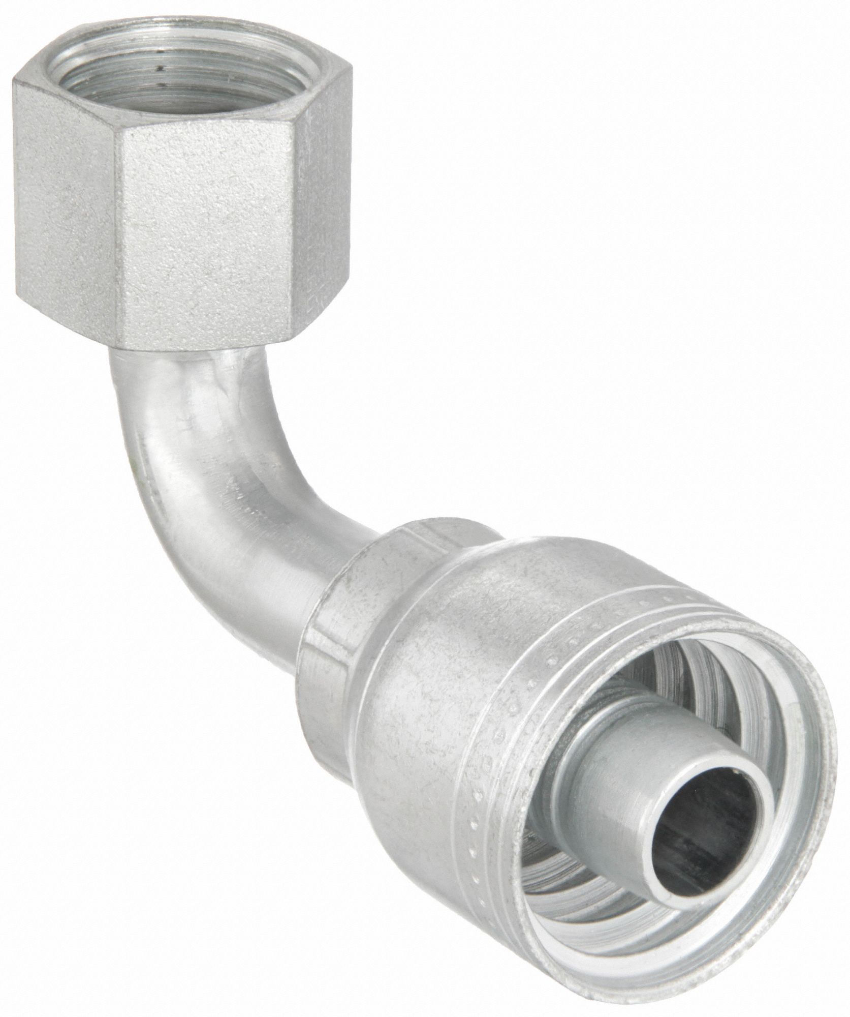 Hydraulic Crimp Fitting: Steel x Steel, 90° Elbow, -10 For Hose Dash Size, ORS x Crimp
