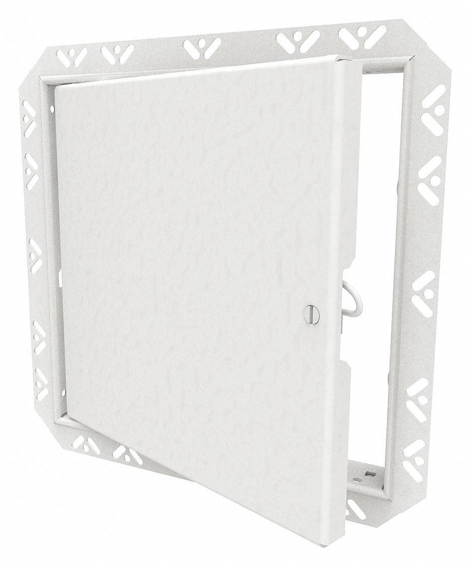 Access Door: 10 in Ht, 10 in Wd, Concealed Hinge, Drywall Bead Flange, Steel, 16 ga