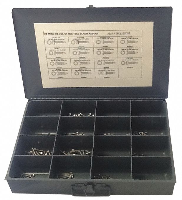 RETAINING RING ASSORTMENT,600 PIECES, INCH, STEEL, BLACK PHOSPHATE, 24 SIZES