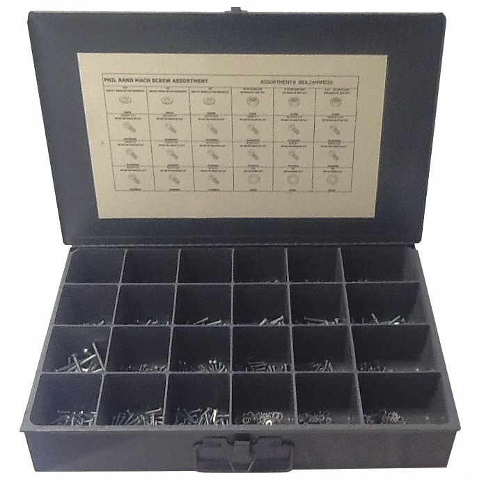 Nut/Screw Assort, Slotted, 750pcs, Zinc