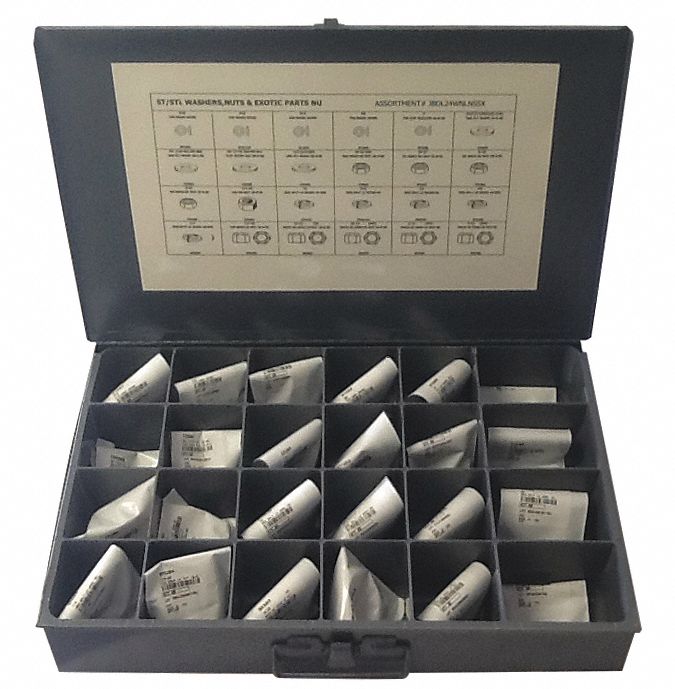 Nut/Washer Assort Hex 825pcs SS