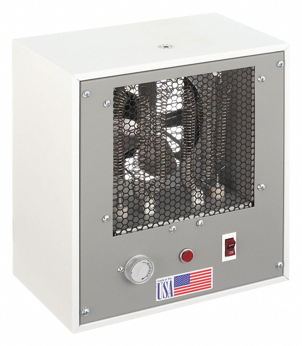 Portable Electric Heater: 750W/1500W, Mechanical Controls/Overheat Protection, Gray/White