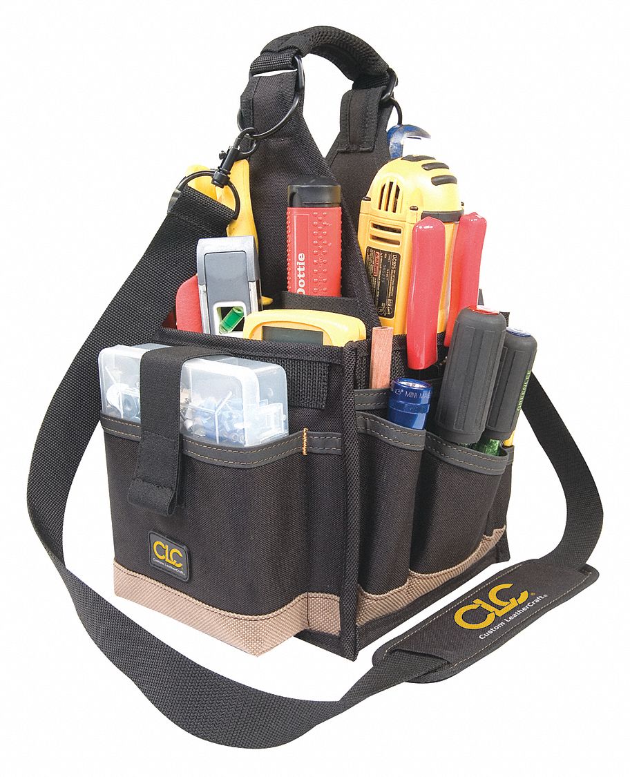 CLC Tool Tote Polyester, Black, 16 Outside Pockets, 9 Inside Pockets