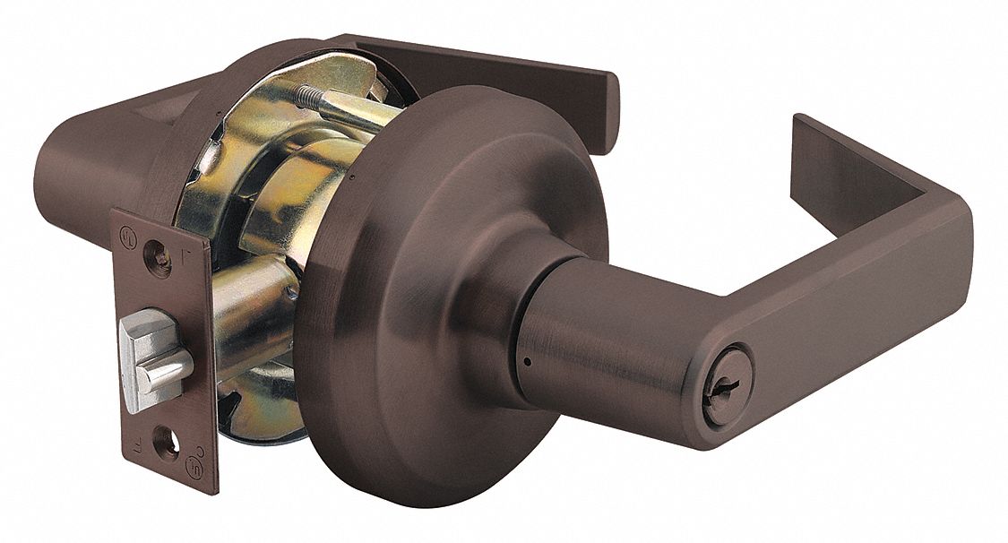 Door Lockset: Classroom Lever Locksets, Bronze, ADA Compliant, SFIC