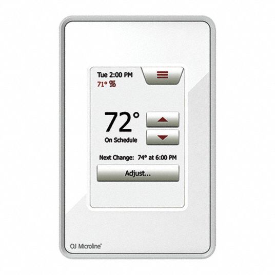 THERMOSOFT Electric Floor Heater Thermostat: 3/16 in Overall Wd, 120/240V  AC, 41° to 104°F, 7-Day