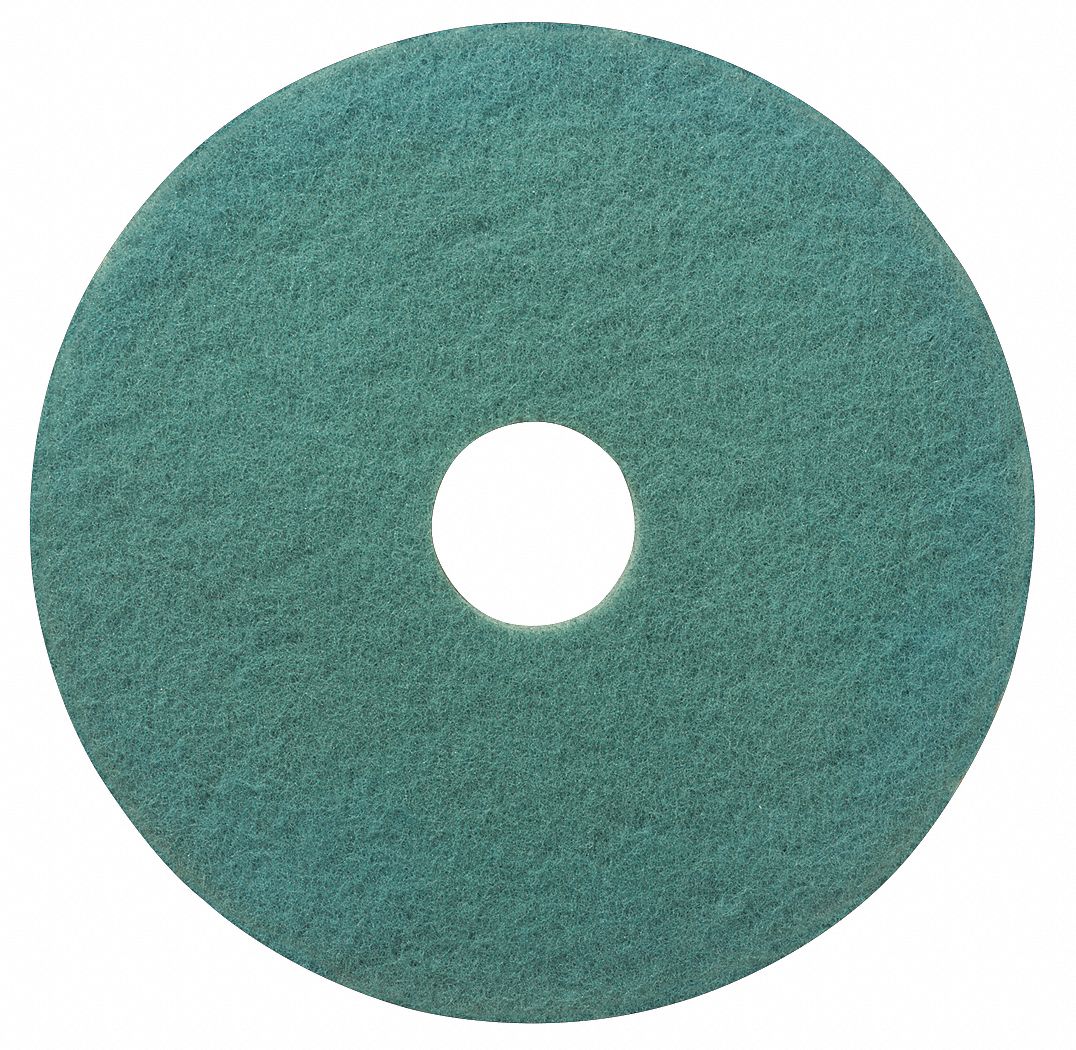 Burnishing Pad: Aqua, 19 in Dia, Nylon/Polyester, 3, 000 RPM Max Speed, Round, 5 PK