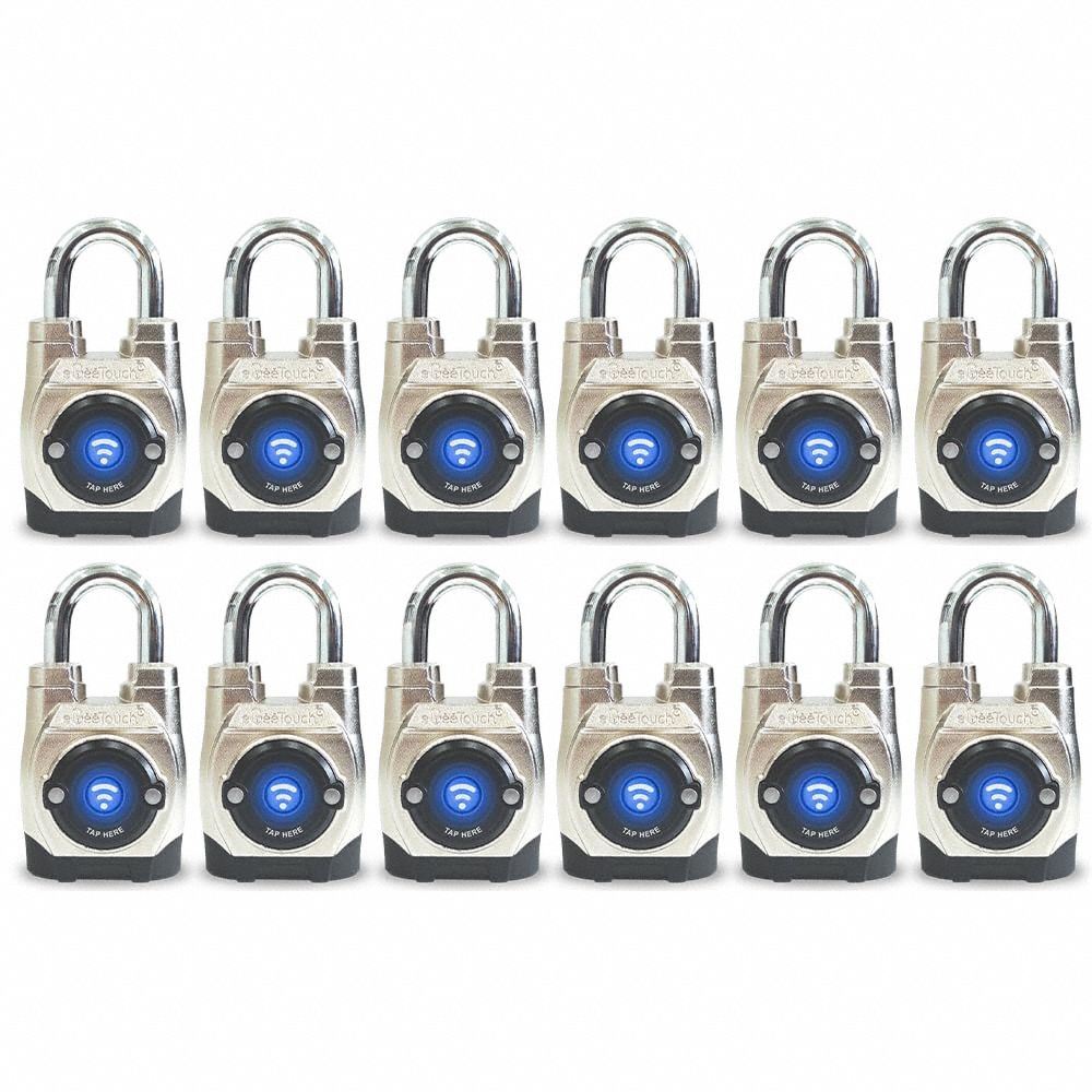 Bluetooth Padlock: Silver, Zinc Die-Cast, Stainless Steel Shackle
