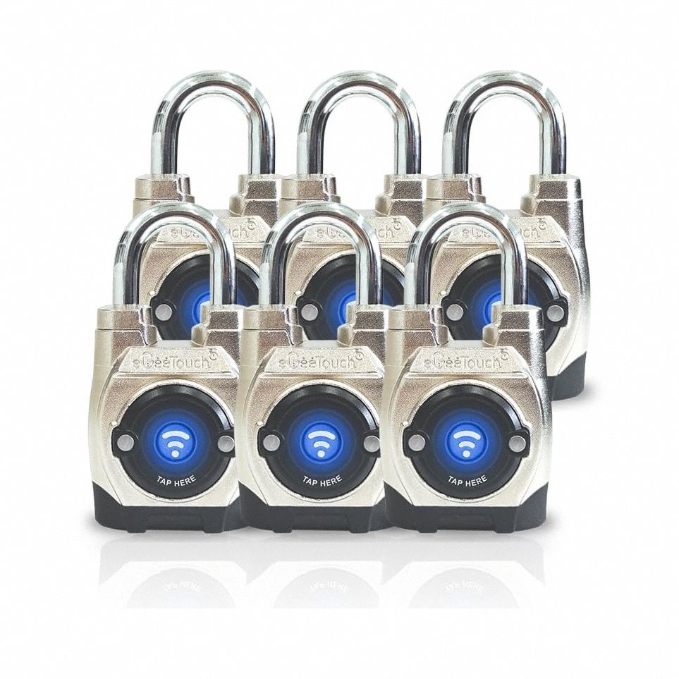 Bluetooth Padlock: Silver, Zinc Die-Cast, Stainless Steel Shackle