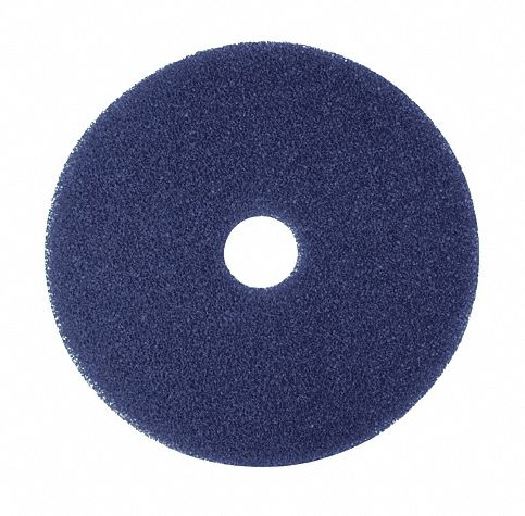 Scrubbing Pad: Deep Scrubbing, Blue, 11 in Dia, Nylon/Polyester, 5 PK